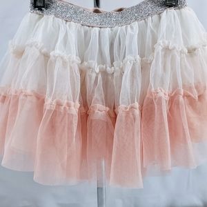 Tutu Pink Ombre Tulle White Cotton Lining Silver Sparkle Elastic Waist 3T